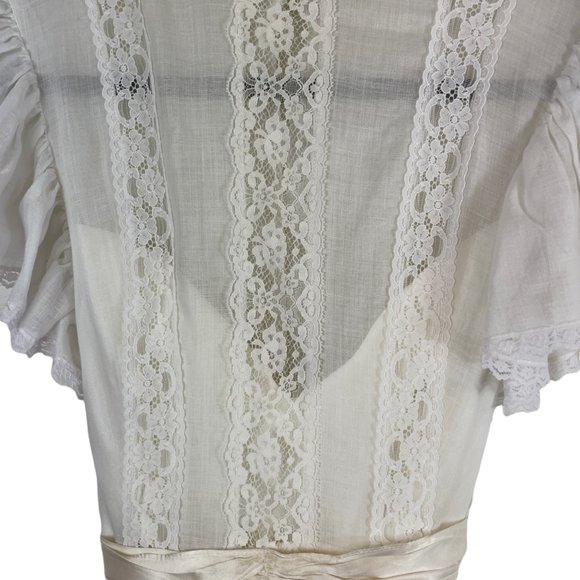 Vintage Gunne Sax by Jessica Mcclintock Lace Wedding/Prom Dress Off White Size 9 - Picture 4 of 11